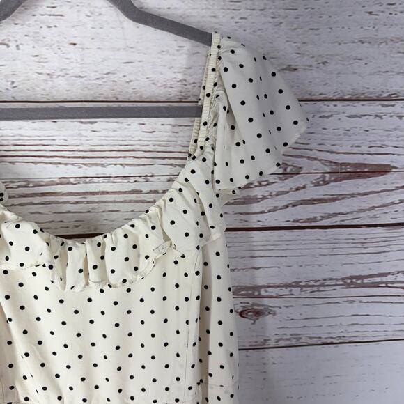 Old Navy Women's Ivory Black Dot Ruffle Cami Dress Size Large - Picture 5 of 11
